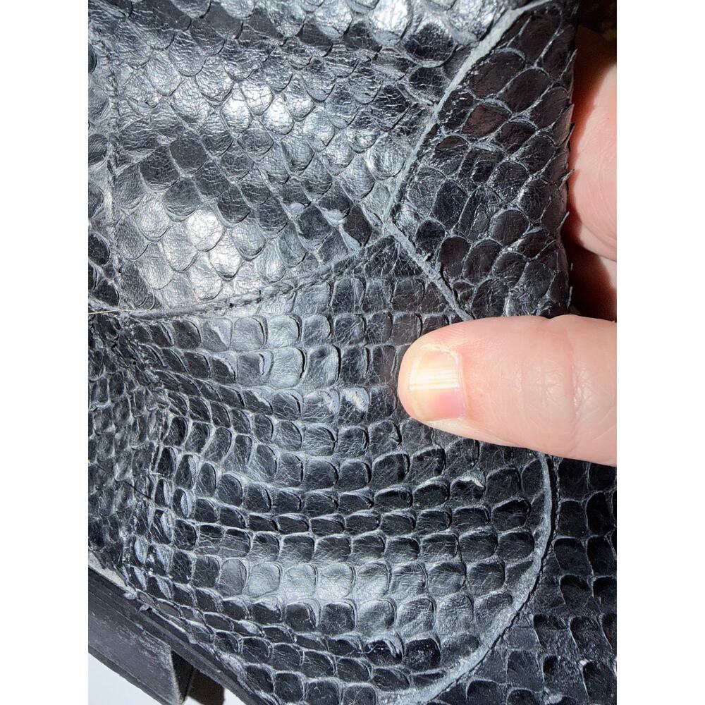 JAPE Italy Men 43 US 10 Black Snakeskin texture leather snip Toe Zip Boots Y2K - Picture 8 of 10